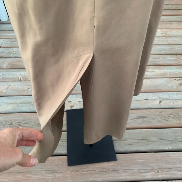 Vintage 80s 90s Trench Coat Overcoat Khaki Tan Long Classic Raincoat - Picture 6 of 16